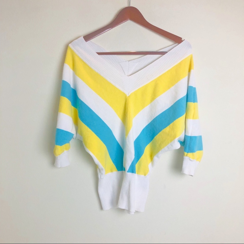 Vintage 80’s Chevron Knit Off Shoulder Top